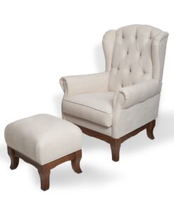 Poltrona Provençal Fixa - Bege, com puff