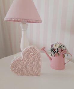 Coração rosa em pérolas