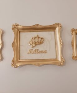 Conjunto de 03 quadros, fundo espelho