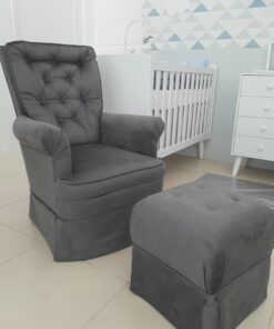 Poltrona Bela com balanço com puff-Cinza escuro